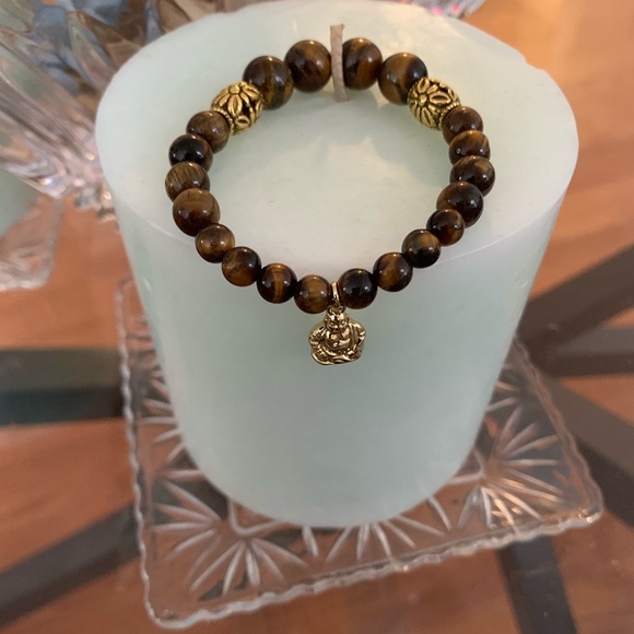 Brown Tiger Eye Beaded Buddha Bracelet - Picture 5 of 8